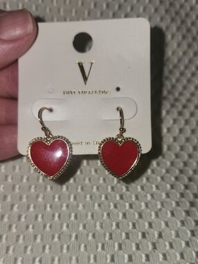 Red Heart Dangle Earrings